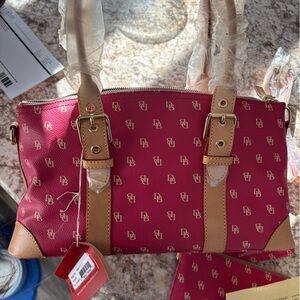 Dooney & Bourke berry pink and tan purse